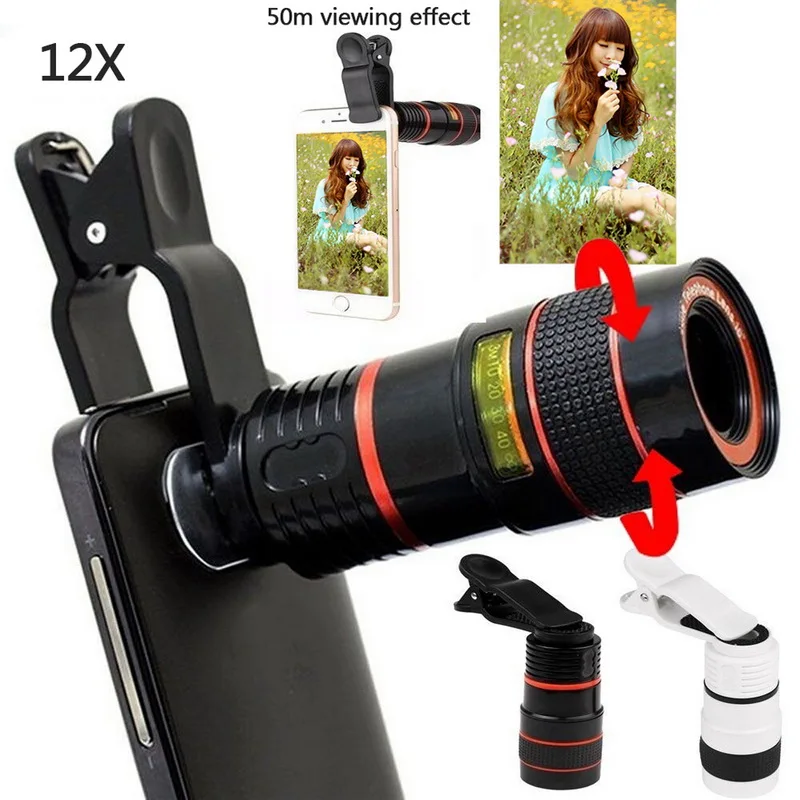 8X 12X Telephoto Mobile Phone Lens Zoom External With Universal Clip For Smartphone Dropshipping | Мобильные телефоны и