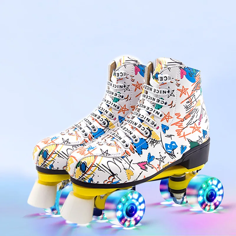 

Роликовые коньки обувь для катания на коньках граффити для девочек мальчиков женщин взрослых детей раздвижные четырехколесные кроссовки 4 ...
