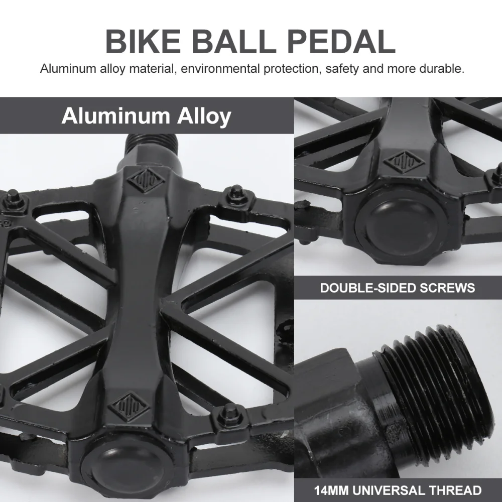 

2 Pcs Bike Pedals Antiskid Bike Pedals Ultralight Alloy Pedal Flat Pedal (Black)