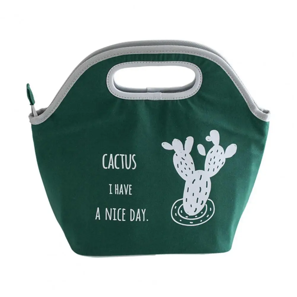 

Cactus Pattern Thick Canvas Lunch Bag Portable Insulation Picnic Storage Pouch