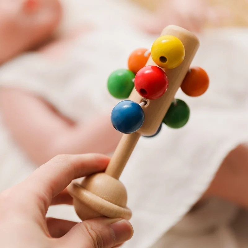 

1pcs Baby Toy Hand Rattle Wooden Interactive Babies Toy For Newborn 0-12 Months Baby Toys Colorful Educational Children's Toys
