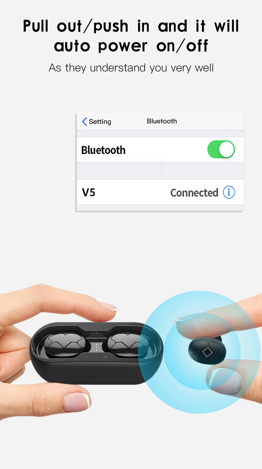 Femperna Bluetooth наушники Bluetooth 5,0 Беспроводные наушники с зарядным устройством спортивная Гарнитура 3D стерео с двойным микрофоном