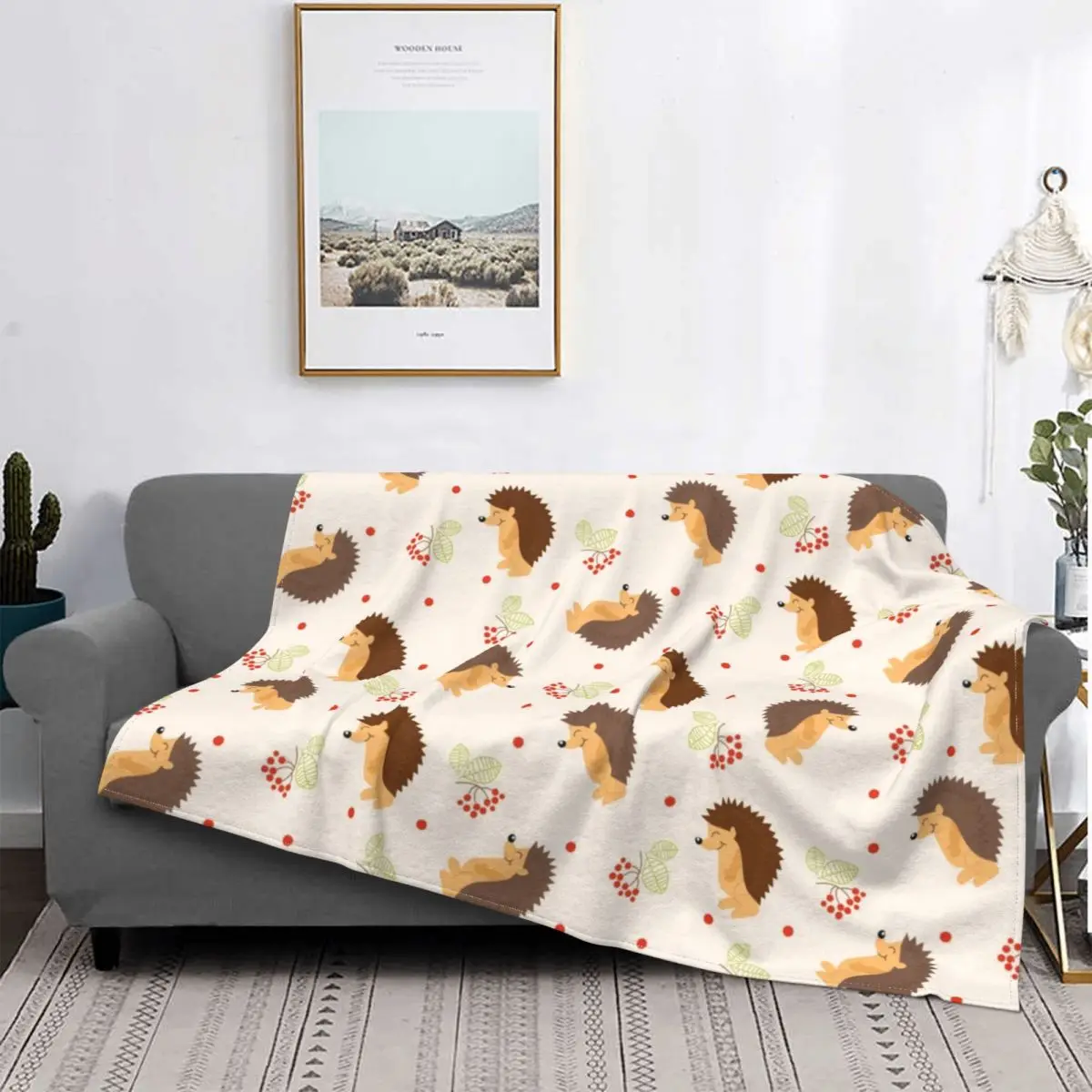 

Funny Hedgehog Cherry Blanket Animals Woodland Bedspread Plush Super Soft Cover Fleece Quilt Bedding Sofa Travel Velvet Outlet