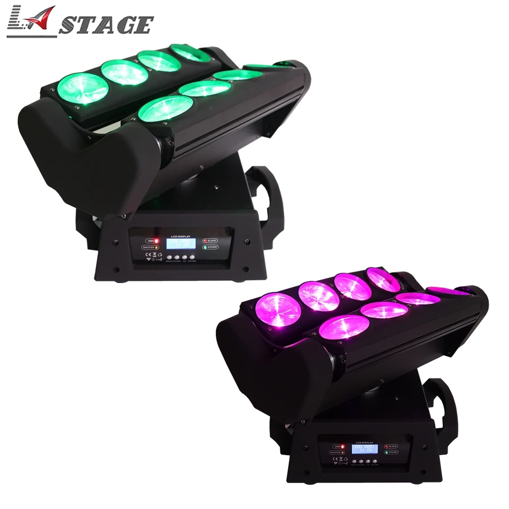 

2pcs/lot Disco Dj Party Decoration 8x10w RRBW 4in1 Led Spider Beam Moving Head Light For Stage Party TV Disco Lighting