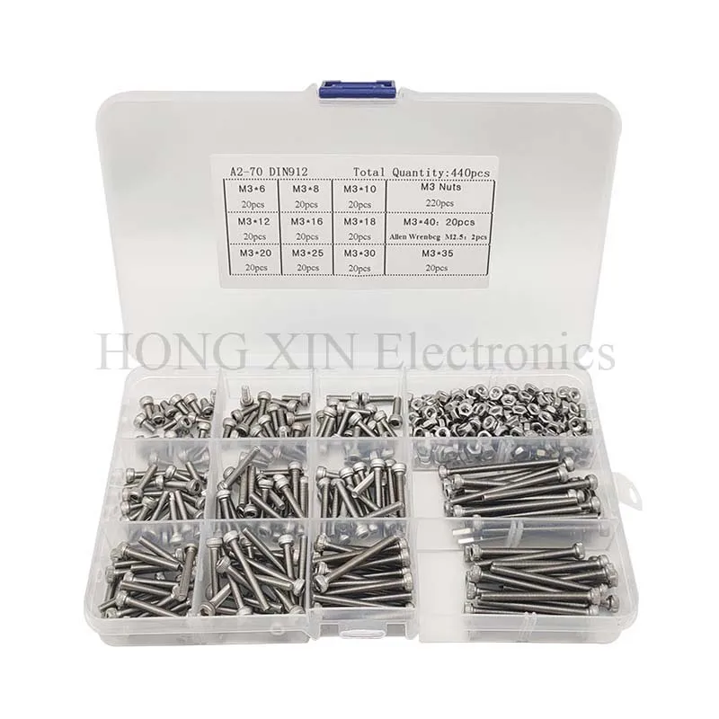 440 шт. шестигранные болты M3 (3 мм) 304 A2 из нержавеющей стали|head cap screw|allen boltbolts hex |