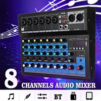 leory 8 channel digital microphone sound mixer console 48v bluetooth powerful professional karaoke audio mixer amplifier party