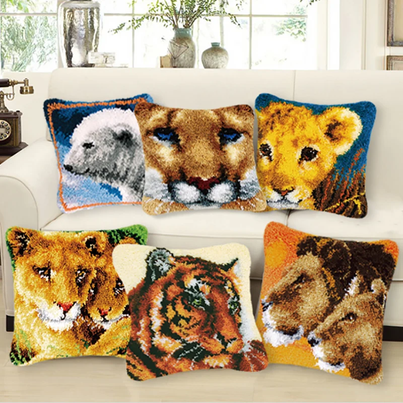 

Animal embroidery sale sets cross stitch pillow latch hook pillow do it yourself carpet embroidery cushions