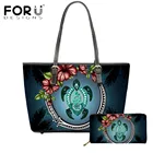 Женская сумка через плечо FORUDESIGNS, винтажная плявечерние сумка с принтом гибискуса, гавайская полинезийская морская черепаха