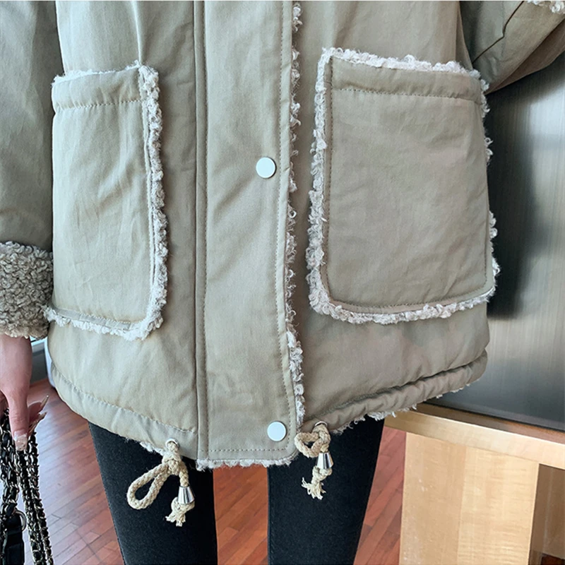 

Winter Jacket Women 2020 New Single Breasted Faux Lamb Fur Jacket Warm Thick Vintage Loose Plush Ladies Coat Teddy Coat Women