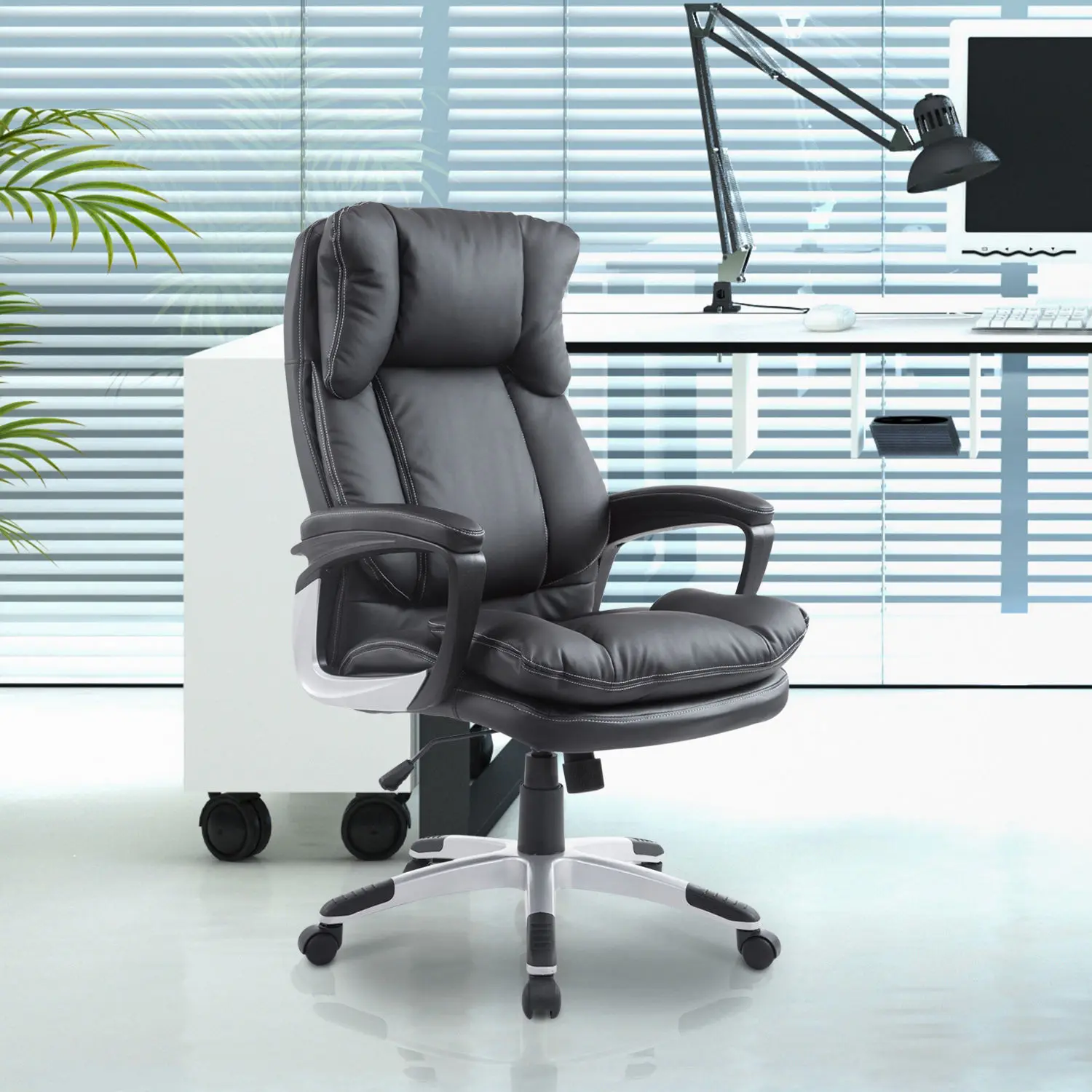 HOMCOM faux leather office Chair Ergonomic Swivel Gaming 66x71x110-120.5 cm Black | Мебель