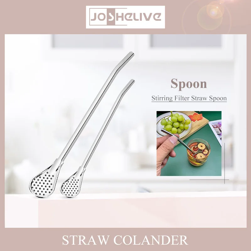 

Spoon Tea Filter Yerba Mate Tea Straws Scoop Stainless Steel Drinking Straw Filter Bombilla Gourd Reusable Tea Tools Accessories