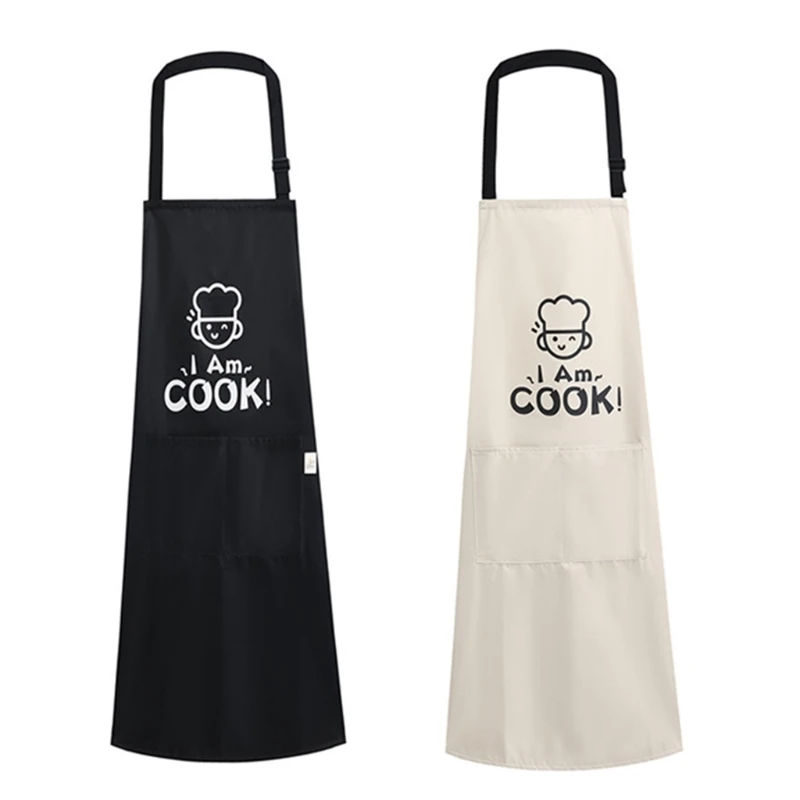 

Кухонный Фартук с регулируемым ремешком, длинные Галстуки, передние карманы, водонепроницаемый маслостойкий Слюнявчик с мультяшными буква...