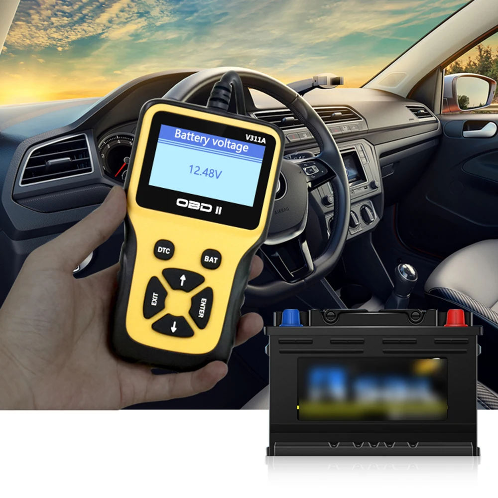 V311A OBD II сканер автомобиля диагностический инструмент Обнаружение напряжения