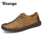 WeweyaВесенняя кожаная повседневная обувь; Мужская Винтажная обувь ручной работы; Роскошная прогулочная обувь на плоской подошве; лоферы; мокасины; большие размеры 38-48; 2020