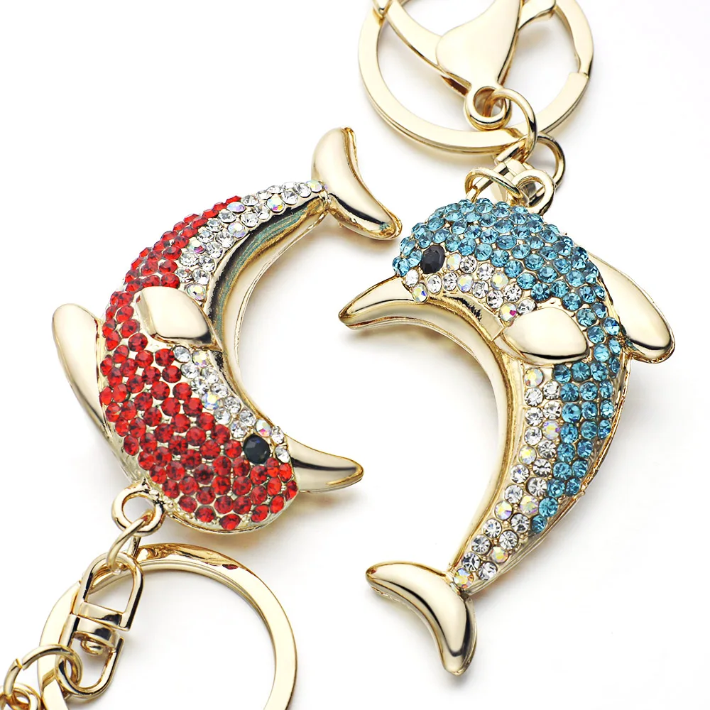 Dalaful Lucky Dolphin Кристалл Новинка животное Модный Брелок Сумочка пряжка Сумочка Подвеска для автомобиля брелок держатель для женщин K228
