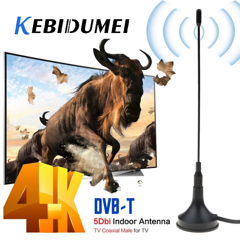 Миниатюрная ТВ-антенна kebidumei цифровая антенна DVB-T/T2 5 дБи комнатная для DVB-T ТВ HD