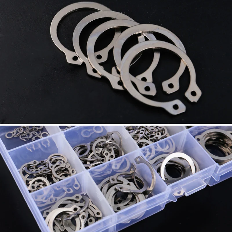 

150/250pcs 304 Stainless Steel External Circlip Retaining Ring Assortment Kit 4-25mm 15 Sizes HKS99