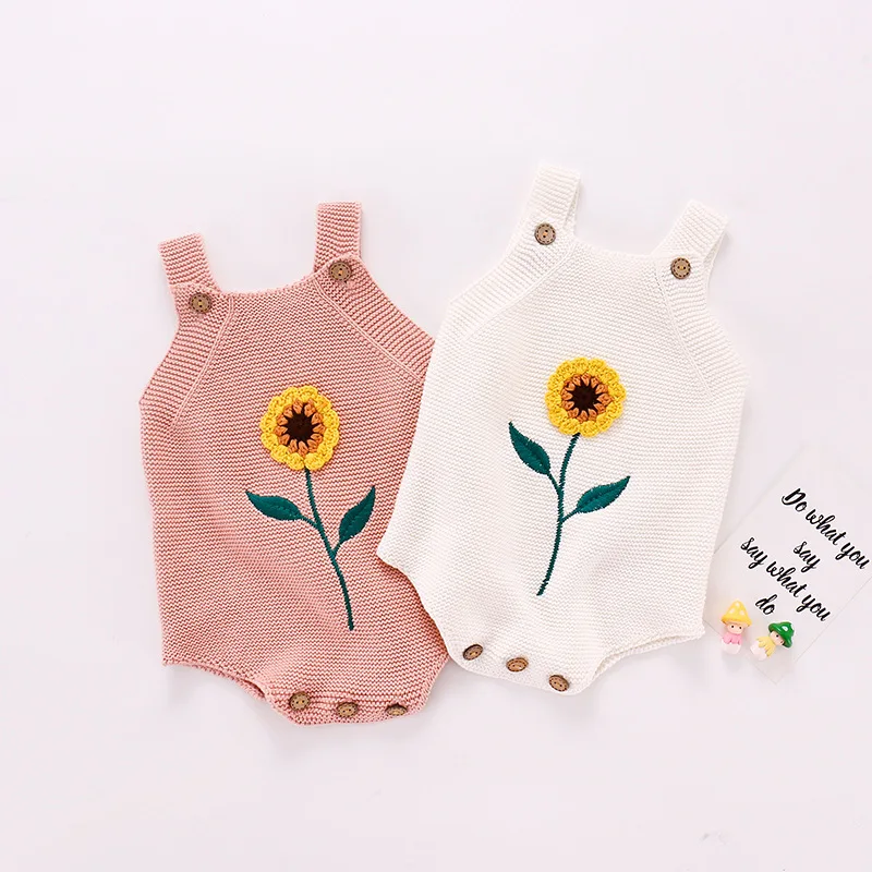 

Baby Knitted Rompers Sunflower Sleeveless Jumpsuit Newborn Rabbit Boys Girls Knitted Romper Outfits Baby Clothes 0-18 month