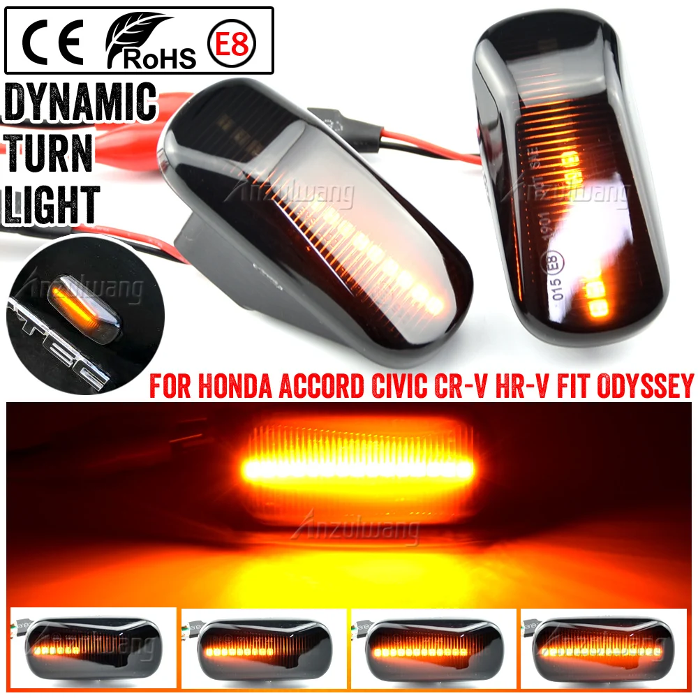 

2pcs Led Dynamic Side Marker Turn Signal Light For Honda Stream S2000 CR-V HR-V Civic City Fit Jazz Accord Repeater Signal Light