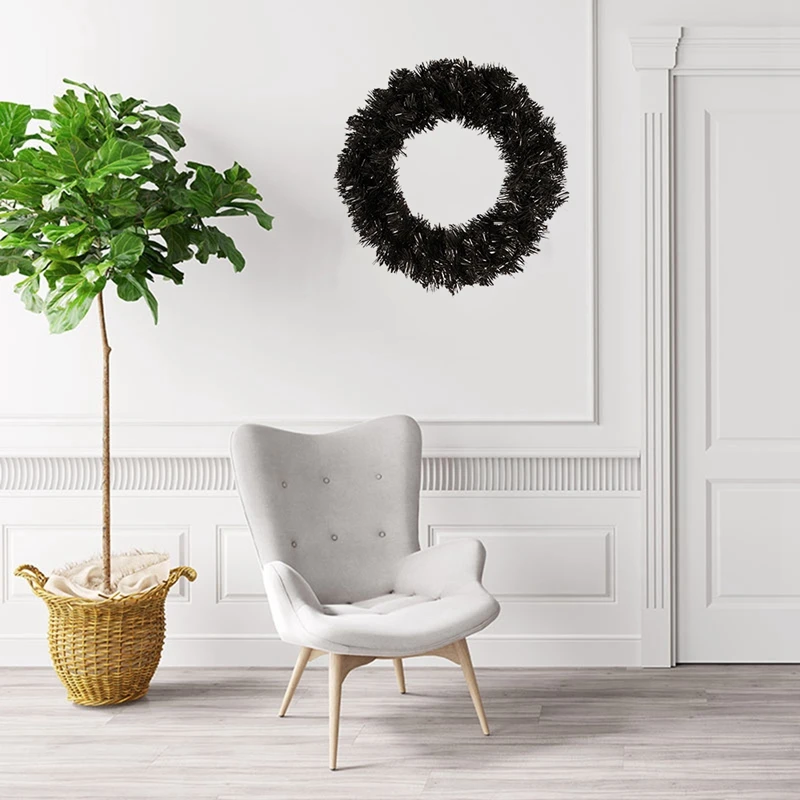 

Pine Wreath Black Wreath Garland for Front Door Window Fireplace Christmas Decoration