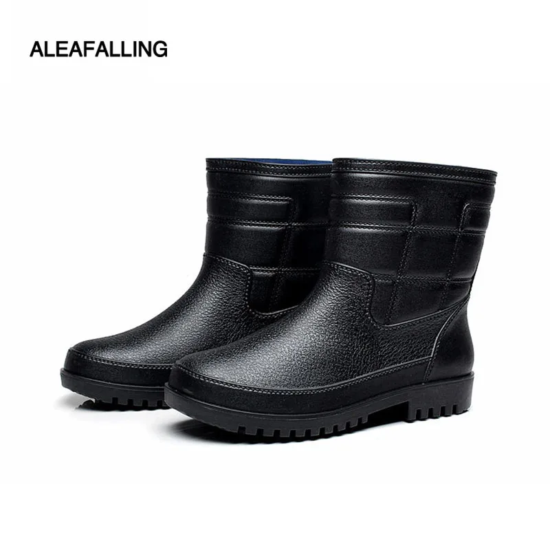 Сапоги Aleafalling мужские на платформе ПВХ водонепроницаемые однотонные круглый