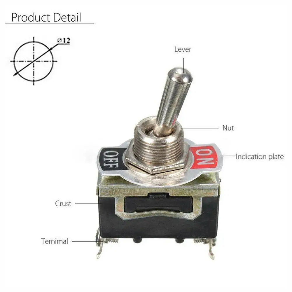 

1pcs Heavy on off 2 Position 2pin Car Boat Rocker Toggle with Miniature 125v 250v Cover 15a Switches Metal 20a Waterproof S D3C6