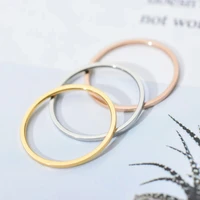 new 2021 luxury round rings for women thin stainless steel wedding ring simplicity fashion jewelry wholesale bijoux 1mm