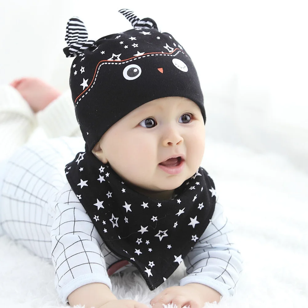 Infant Newborn Kids Baby Boy Girl Owl Ears Pom Hat Winter Warm Knit Crochet Beanie Cap Scarf Two Piece Set Cute Lovely | Детская одежда