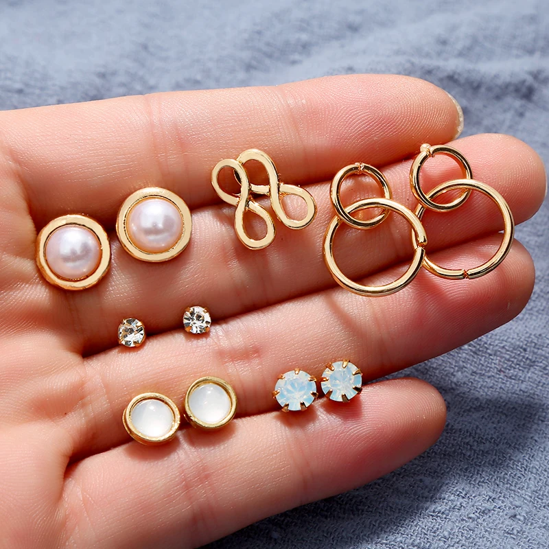 6 пар набор в стиле бохо шпильки для ушей бесконечность двойной круг горный