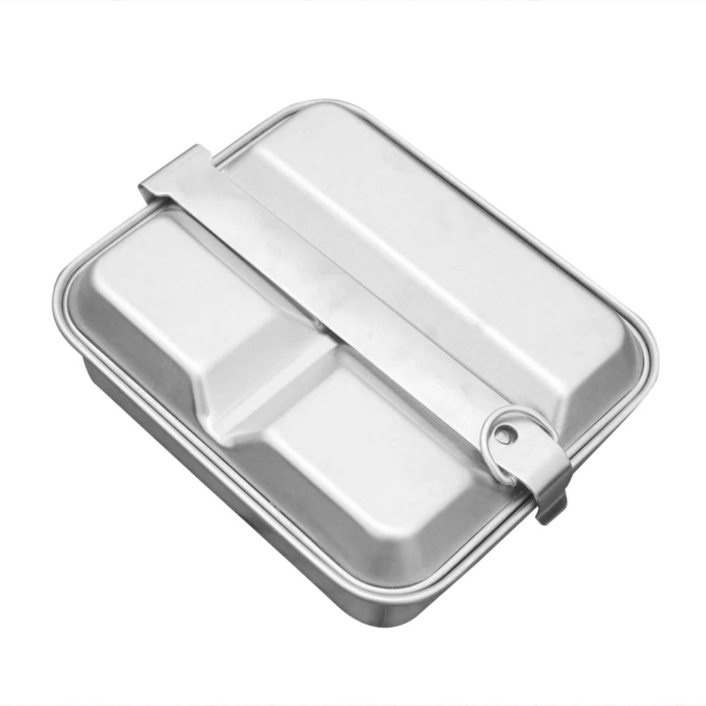 

Outdoor aluminum single lunch box Camping three grid square lunch box American two-piece aluminum single lunch box