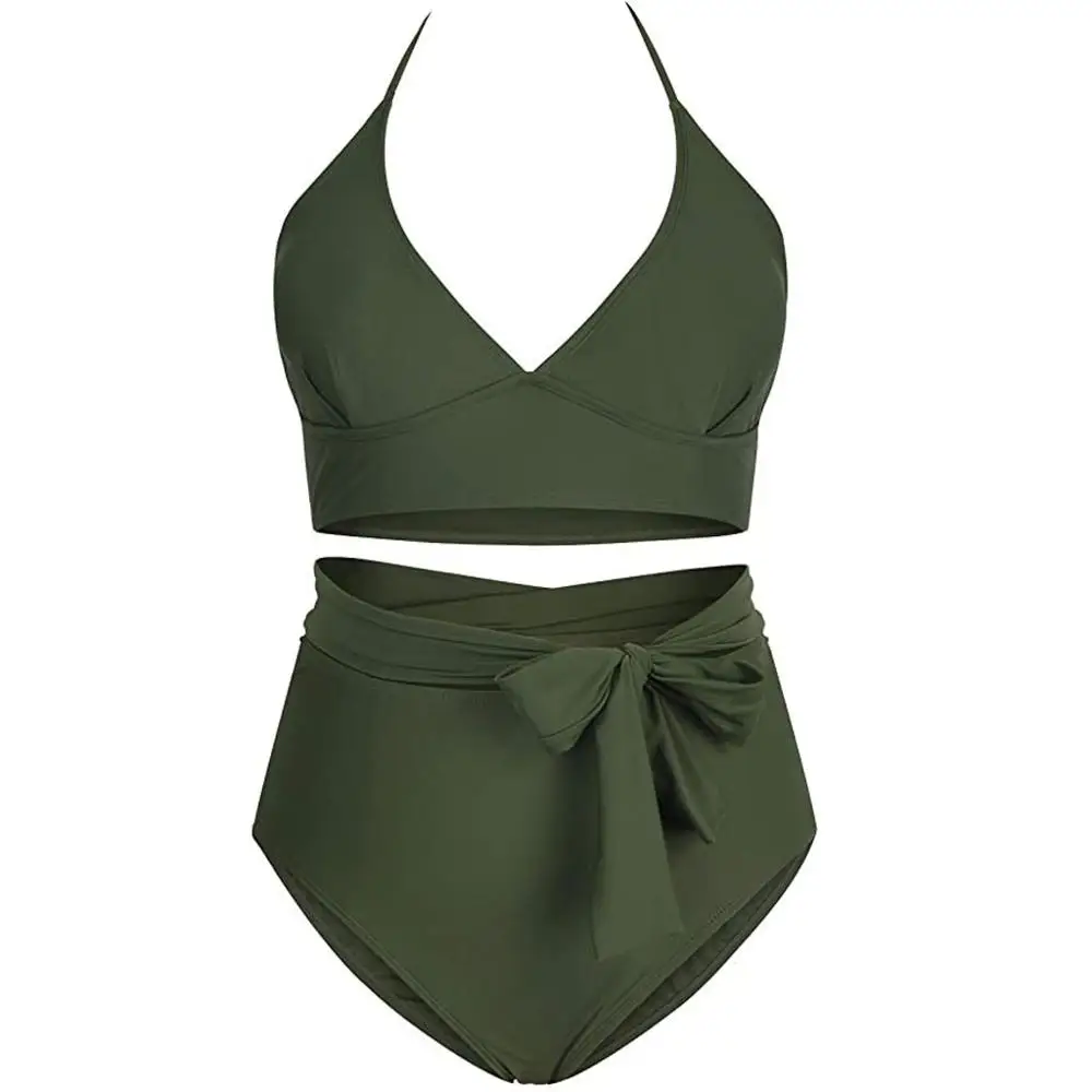 Женский купальник большого размера с высокой талией и контролем живота