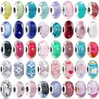 Женская серебряная подвеска, Мерцающая блестящая шипучая сердца, волнистые бусины из муранского стекла, подходит для браслета Pandora, ювелирные изделия для рукоделия