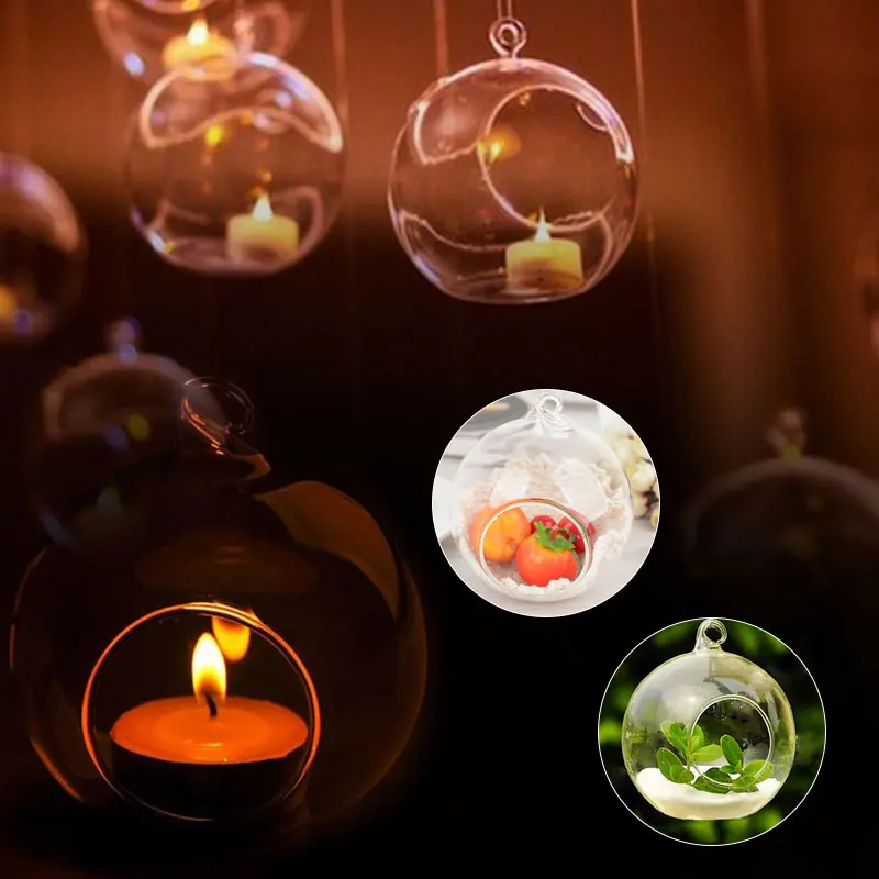 

6/8/10/12cm Hanging Candle Holder Glass-Crystal Small Tealight Candlestick Holder Romantic Party Wedding Candle Holder Decor