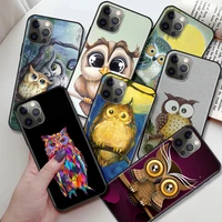 lovely painting owl silicone case for apple iphone 13 11 pro max 12 mini soft phone cover se 2020 x xs 7 8 plus 6 6s 5 5s shell