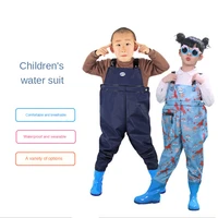 child kid waterproof wading pants with rain boots playing sand water sports garden beach fishing hunting jumpsuit wader trousers