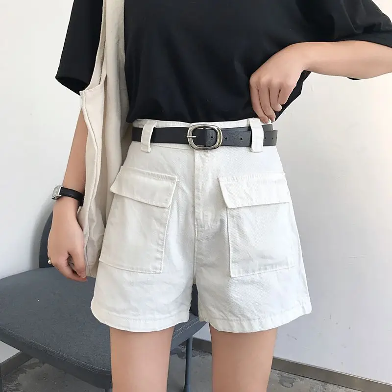 Женские шорты с высокой талией прямые джинсы широкими штанинами короткие брюки