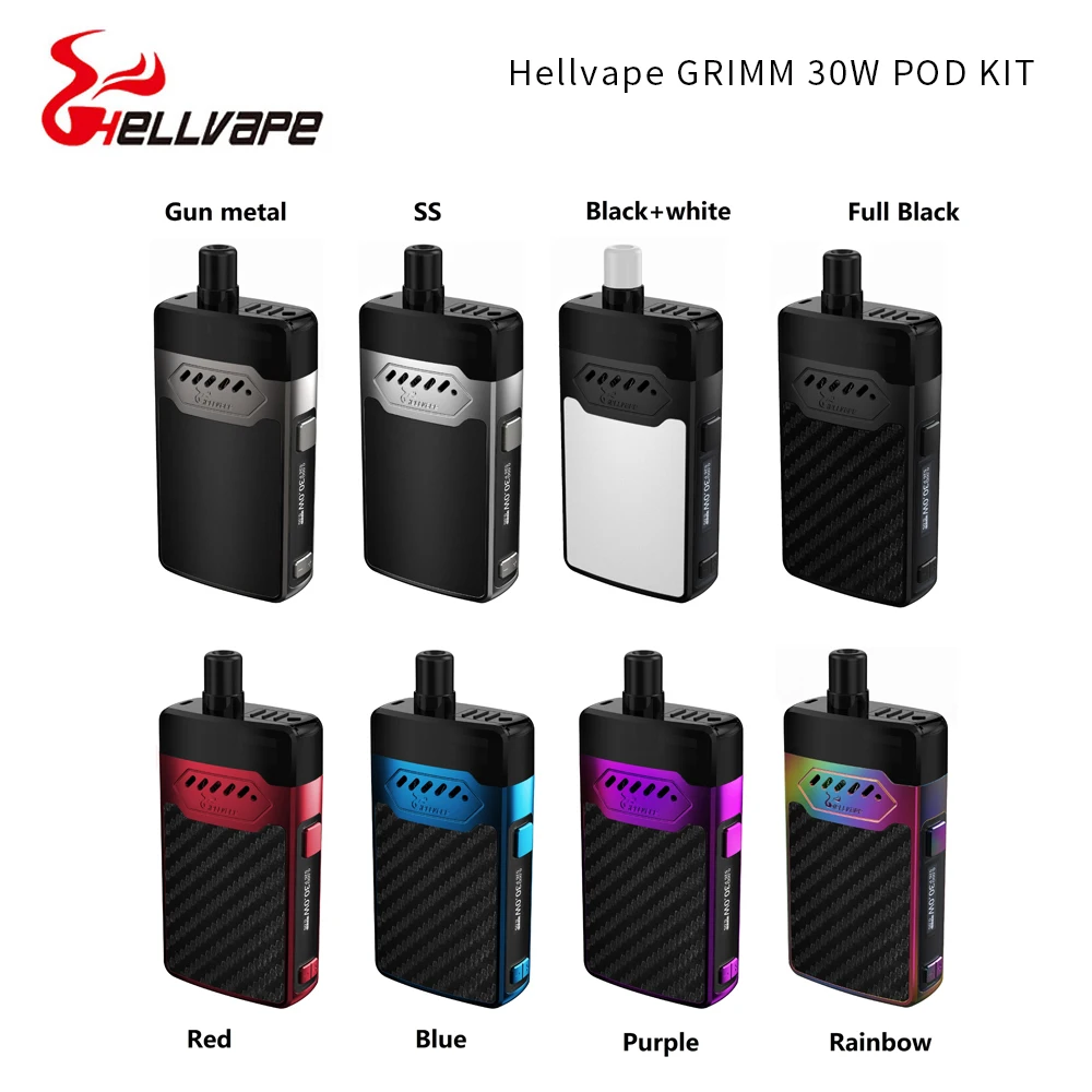 Hellvape Grimm 30 Вт Pod Kit встроенный аккумулятор 1200 мАч с режимом VW max 80 Выход и 3 мл