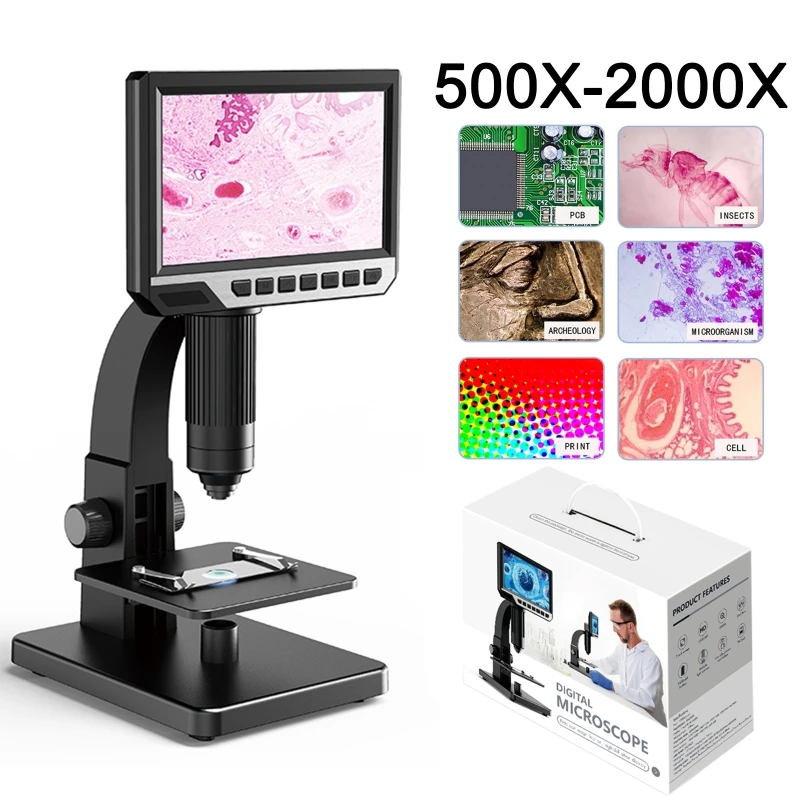 

500X-2000X 12MP Digital Microscope with 7" Screen for Industrial Biological Cell