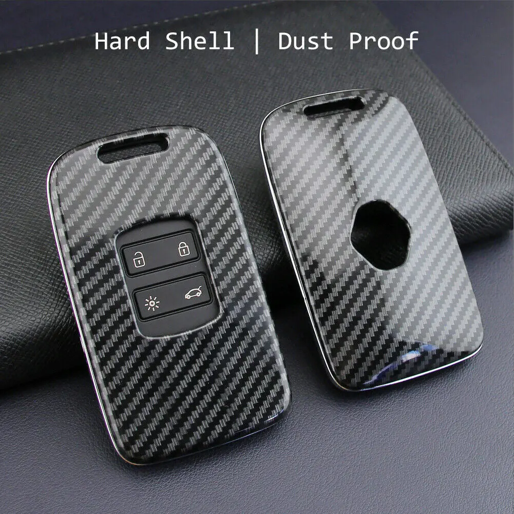 

Decorative Key Case Carbon Fiber Black Anti-scratch Accessory Lightweight Protective Replacement Hard Shell For Renault Koleos