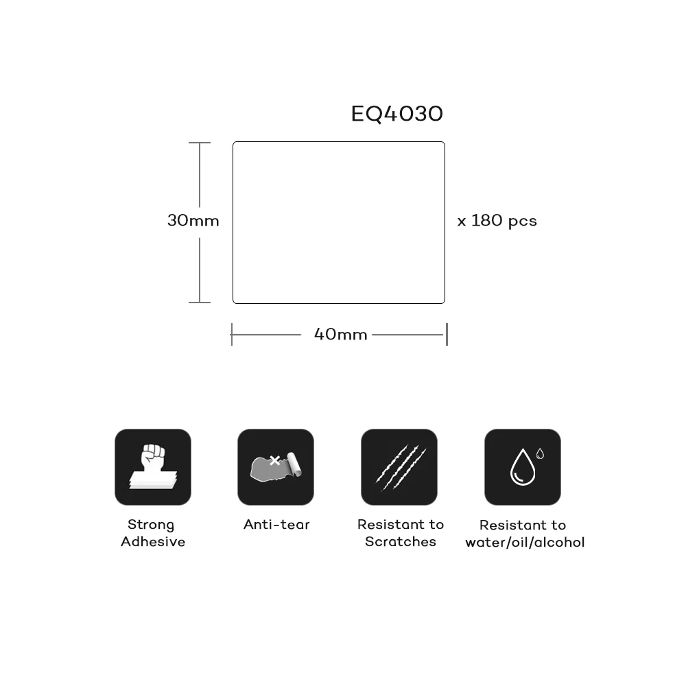 Термальная бумага 180 шт. совместимая с принтером EQ11 30 мм * 40 белая термальная