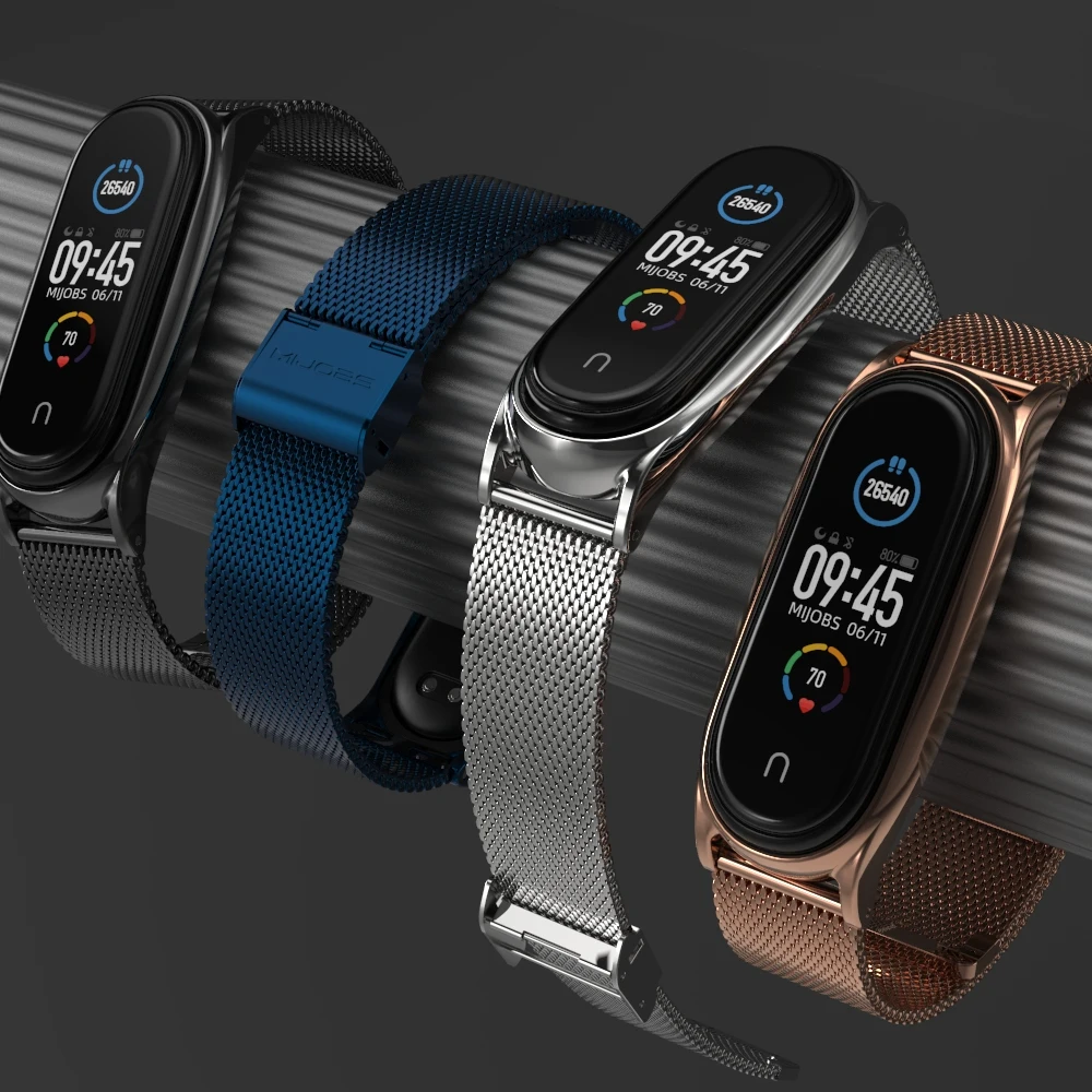 Наручный ремешок для Xiaomi Mi Band 5 4 3 6 нержавеющего металла Opaska Correa сгибание браслет