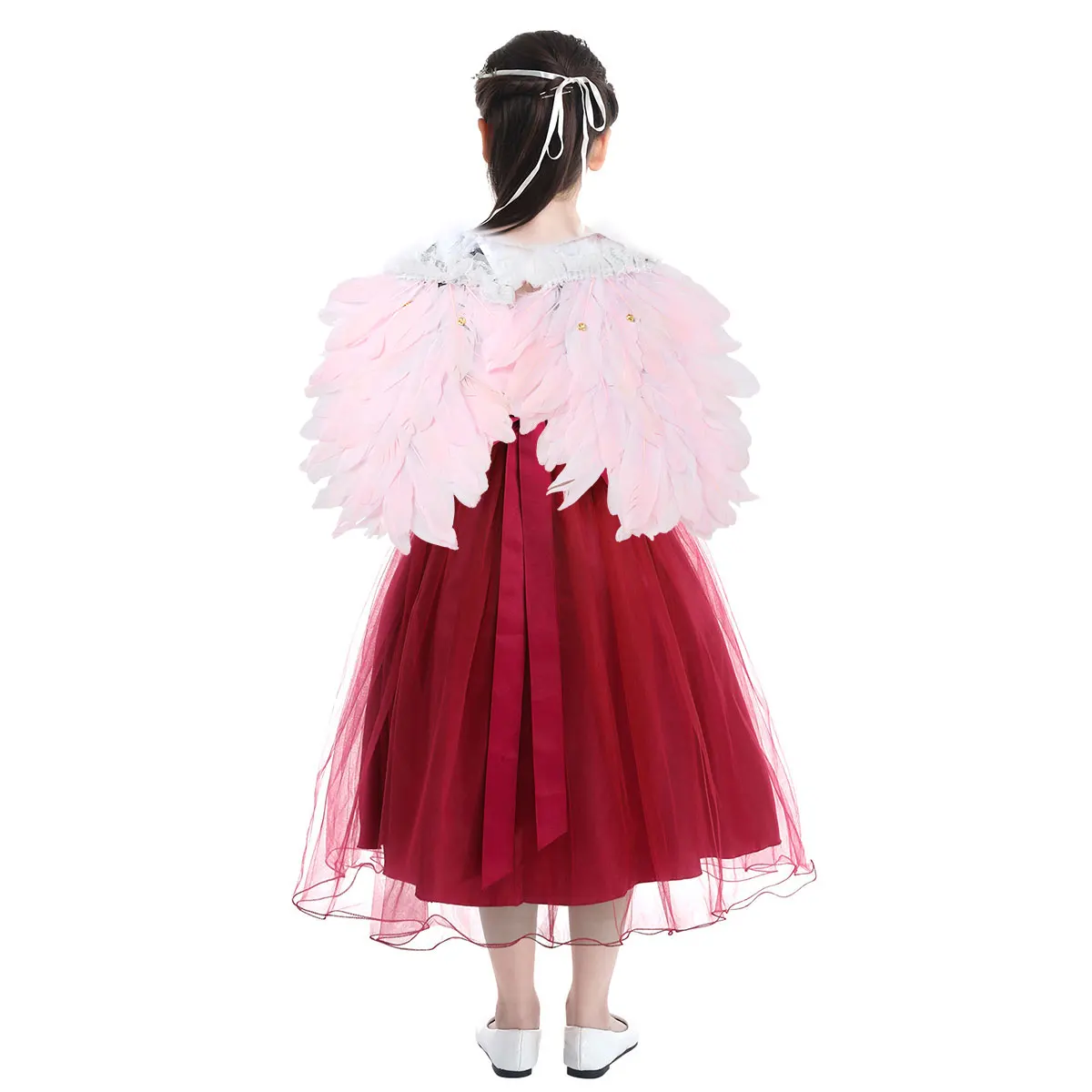 Кружевной Костюм с крыльями из натурального пера для детей и взрослых