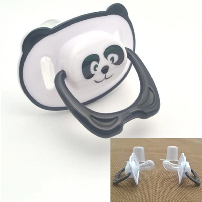 

Panda Baby Pacifier Nipple Dummy Pacifier Baby Food Grade PP Silicone Soother Toddler Orthodontic Nipples with Ring Teether