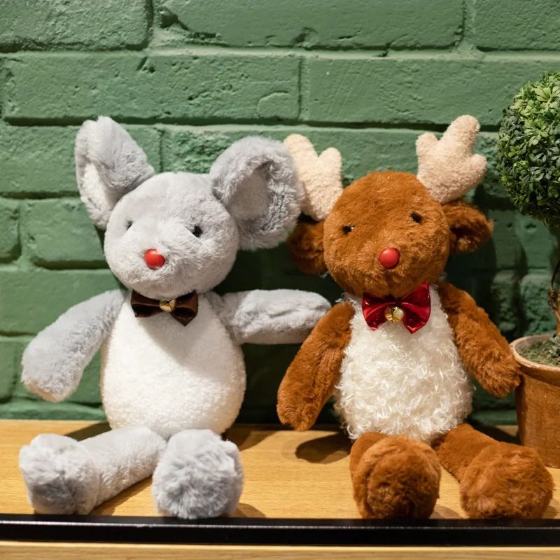 Soft Christmas Antelope Deer Rat Plush Toy Cartoon Animal with Bell Stuffed Doll Baby Bedtime Story Toys Kids Girl Birthday Gift | Игрушки и