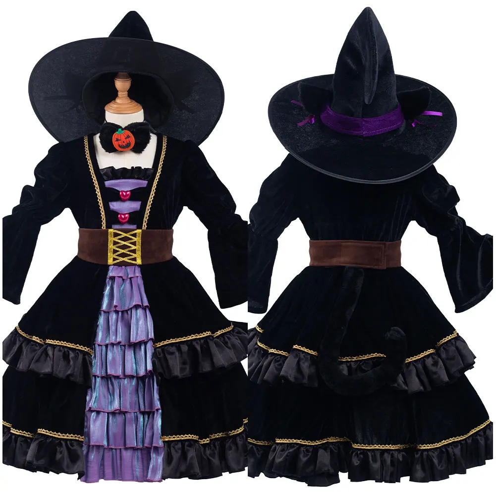 

Kids Girls Cat Witch Cosplay Costume Dress Outfit Halloween Carnival Suit