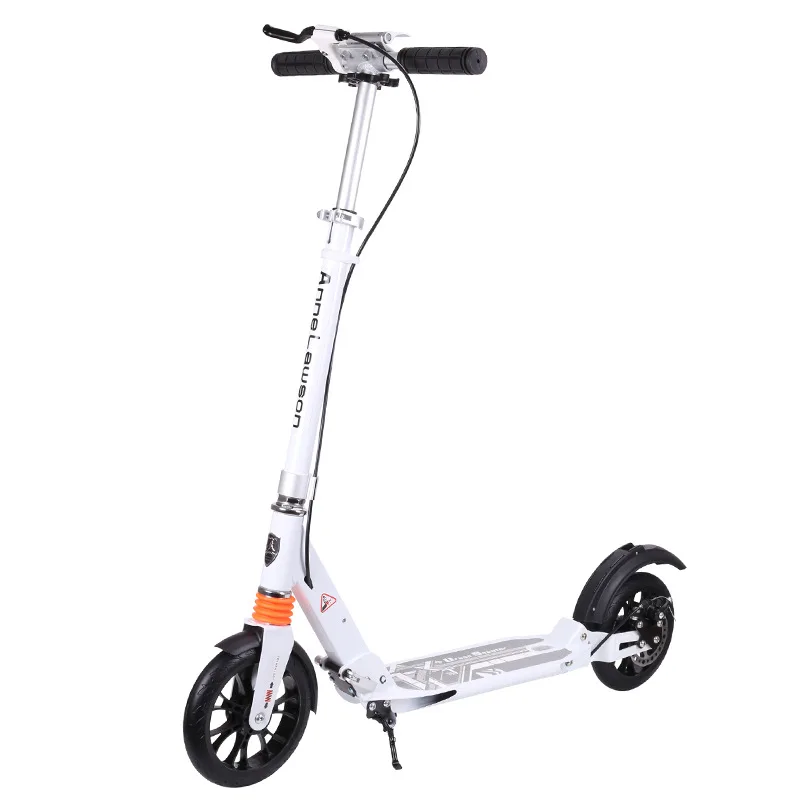 Двухколесный складной самокат дисковый тормоз портативный амортизатор из ПУ для