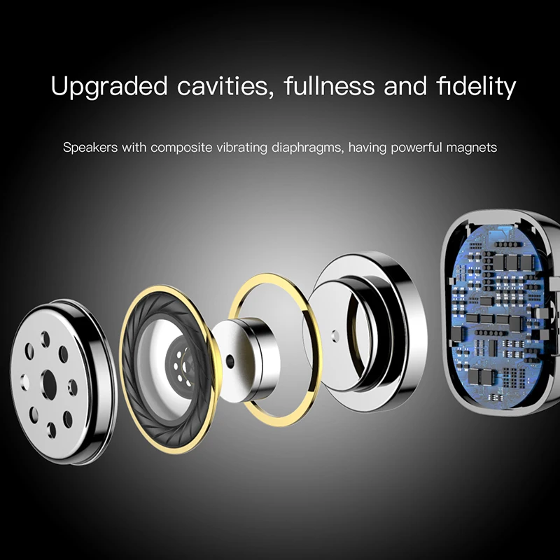 Baseus W02 TWS беспроводные Bluetooth наушники с микрофоном 4D стерео 60 мАч умное сенсорное