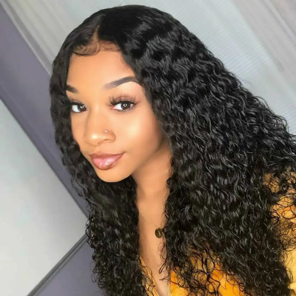 34 Inch Water Wave Lace Front Human Hair Wigs for Black Women Transparent Frontal Wig Brazilian 150% 250% Long | Шиньоны и парики