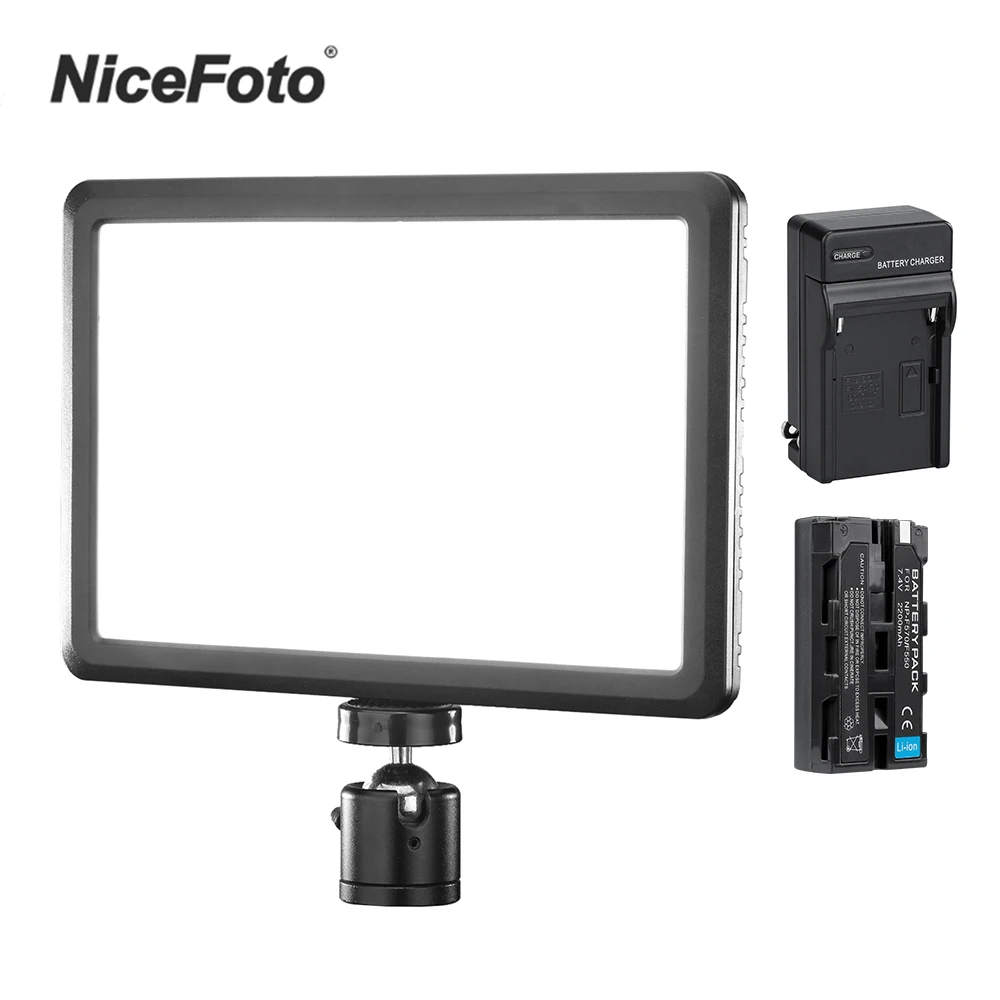NiceFoto LCD дисплей 3200 K 6500 двухцветный видео свет Диммируемый мягкий CRI 96 + с NP F570