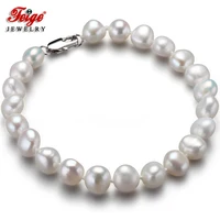 Fashion White Natural Baroque Freshwater Cultured Pearl Bead Bracelet for Women Gifts Pearl Jewellery Wholesale FEIGE
